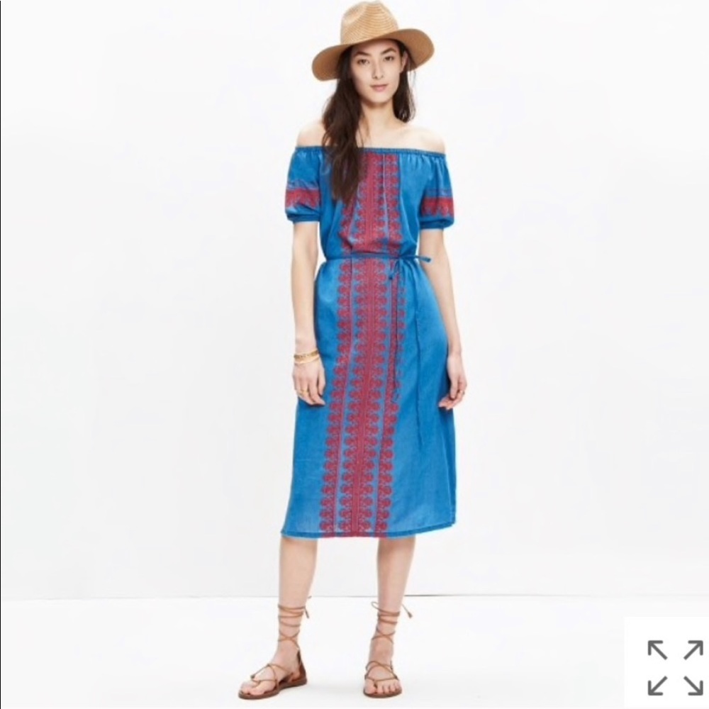 Madewell Embroidered Indigo Mercado Midi